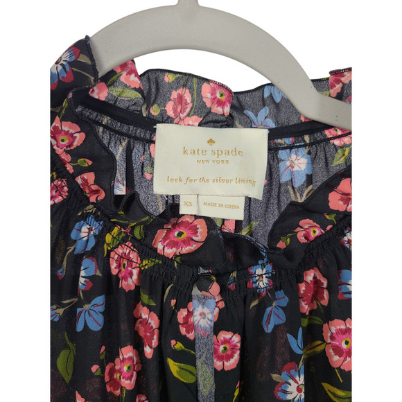 Kate Spade New York Meadow Smock Waist Floral Mini Dress Size XS - Picture 4 of 8
